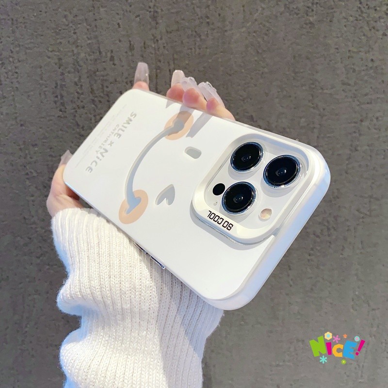 💖Bov CASE💖ยิ้มง่ายป้องกันการตกปุ่มโลหะกรณีโทรศัพท์สำหรับ iPhone16 15 14 13 12 11 Pro MAX XSMax XS XR X 7P8Plus-MSCY40