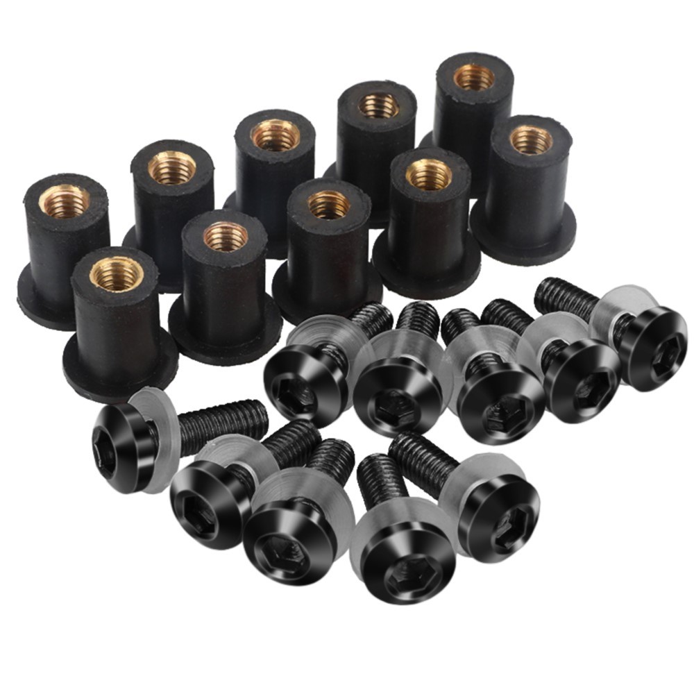 Y10ชิ้น M5 5มมกระจกบังลมชุดสกรูตัวยึดน็อตสำหรับ FZ1ยามาฮ่า FZ6 F8 FZ16 FZS16 fazer 16 600 FZ6N FZ6R 