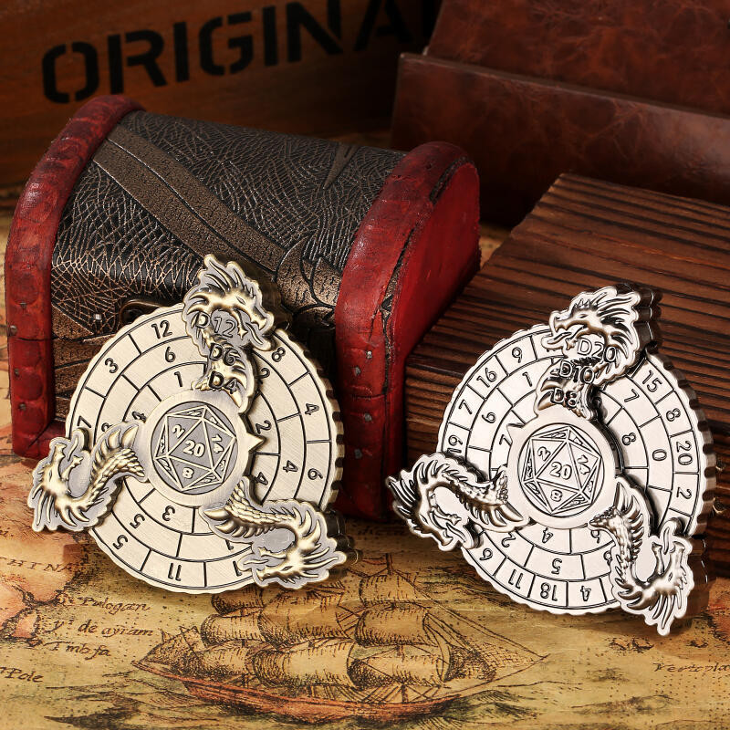 Steampunk Dragon-Themed โลหะลูกเต๋า Spinner D20 Polyhedral ลูกเต๋าล้อสําหรับ RPGs บทบาทเล่นเกมลูกเต๋าอุปกรณ์เสริม