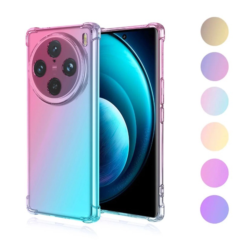 สําหรับ Vivo X200 Pro X 200 X100 Pro X90 Pro + X80 Rainbow Gradient ซิลิโคน Shookproof ถุงลมนิรภัย Soft TPU กลับสําหรับ Vivo X200pro