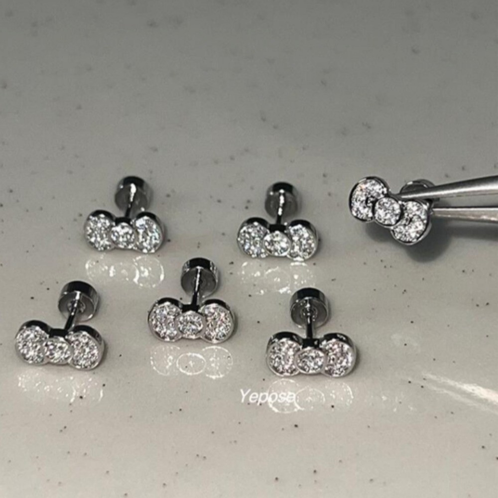 1ชิ้นสร้างสรรค์ไทเทเนียมเหล็ก พลอยเทียม กุทัณฑ์ ต่างหูสําหรับสาวๆ