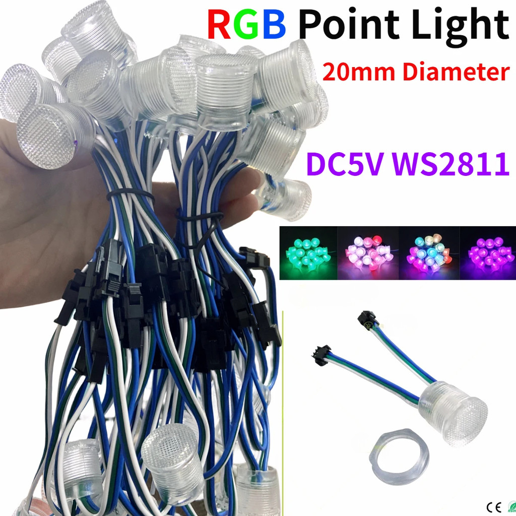 ใหม่ 10/20 ชิ้น/ล็อต 20 มม.DC5V WS2811 LED พิกเซลกันน้ําไฟเส้นผ่านศูนย์กลาง SMD50 RGB 1 LEDs WS2811 IC LED Pixel String โมดูล