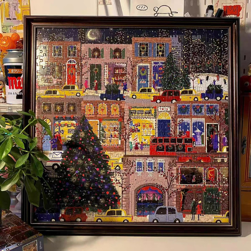 [Winter Lantern Night Christmas Puzzle] รุ่นผู้ใหญ่ของ500พร้อมปริศนาสะท้อนแสงฟอยล์สีทอง