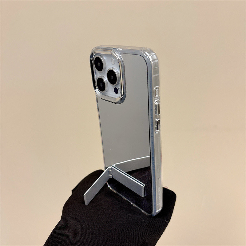 พับยืนกระจกกรณีโทรศัพท์สำหรับ iPhone 11 12 13 14 15 16 PR Max PLUS ปลอก TPU ป้องกันการวางปกสำหรับ iphone13กรณี