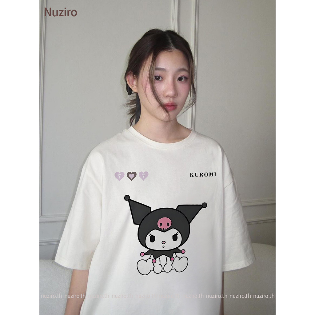 Nuziro เสื้อ Kuromi - การ์ตูนน่ารัก Sanrio พิมพ์เสื้อยืดแขนสั้น #I001111