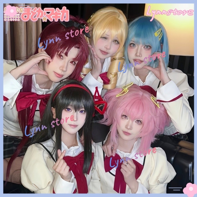 PUELLA MAGI MADOKA MAGICA อะนิเมะคอสเพลย์เครื่องแต่งกายวิกผมชุด MADOKA SAYAKA MAMI KYOKO HOMURA ชุดนักเรียน JK กระโปรงอะนิเมะชุดปาร์ตี้