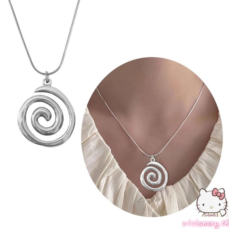 Fashionable Swirl Pendant Necklace Adjustable Length Neckchain Elegant Accessory