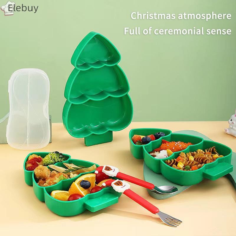 Elebuy พลาสติกต้นคริสต์มาสรูปร่างจานขนมอาหาร Sorg ผลไม้แห้ง Platter ชามอาหารเช้าในครัวเรือนถาดขนมตกแต่งกล่องใหม่