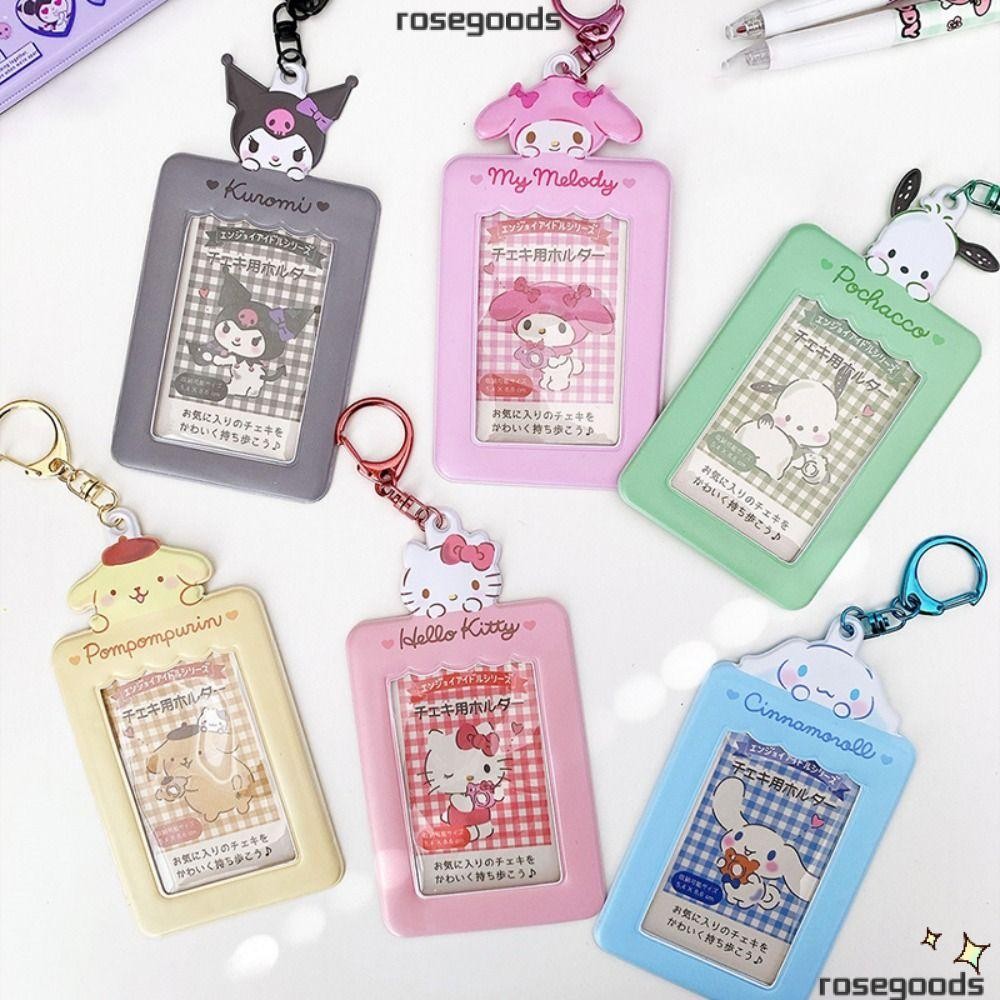 Rose ที่ใส่บัตรน่ารัก, ที่ใส่ภาพการ์ตูน Kuromi Cinnamoroll, พวงกุญแจ Pochacco My Melody Cardcase Kawaii กระเป๋าการ์ด