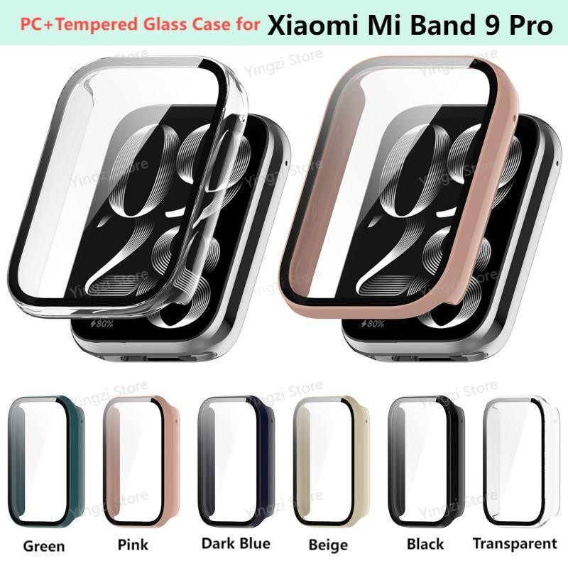 Pc + กระจกนิรภัยสําหรับ Xiaomi Mi Band 9 Pro สมาร์ทวอท์ชฝาครอบกันชนป้องกันหน้าจอสําหรับ Xiaomi Smart Band 9 Pro