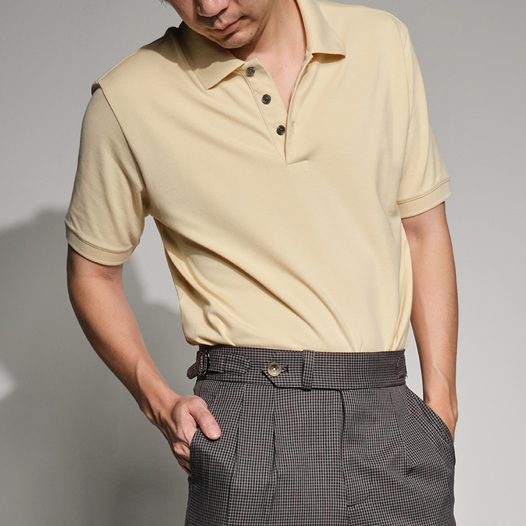 era-won เสื้อโปโลแขนสั้น ทรงสลิม Polo Shirt สี Light Yellow