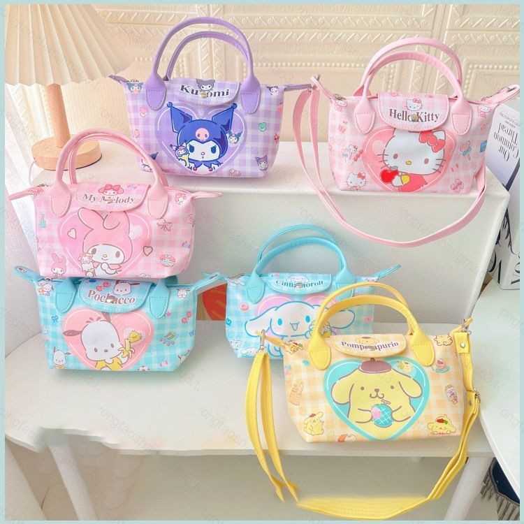 Yt3 Sanrio Kuromi HelloKitty อบเชยการ์ตูนน่ารักกระเป๋าถือกระเป๋าสะพายข้างแบบพกพาแฟชั่นกระเป๋าเก็บความจุขนาดใหญ่ TY3