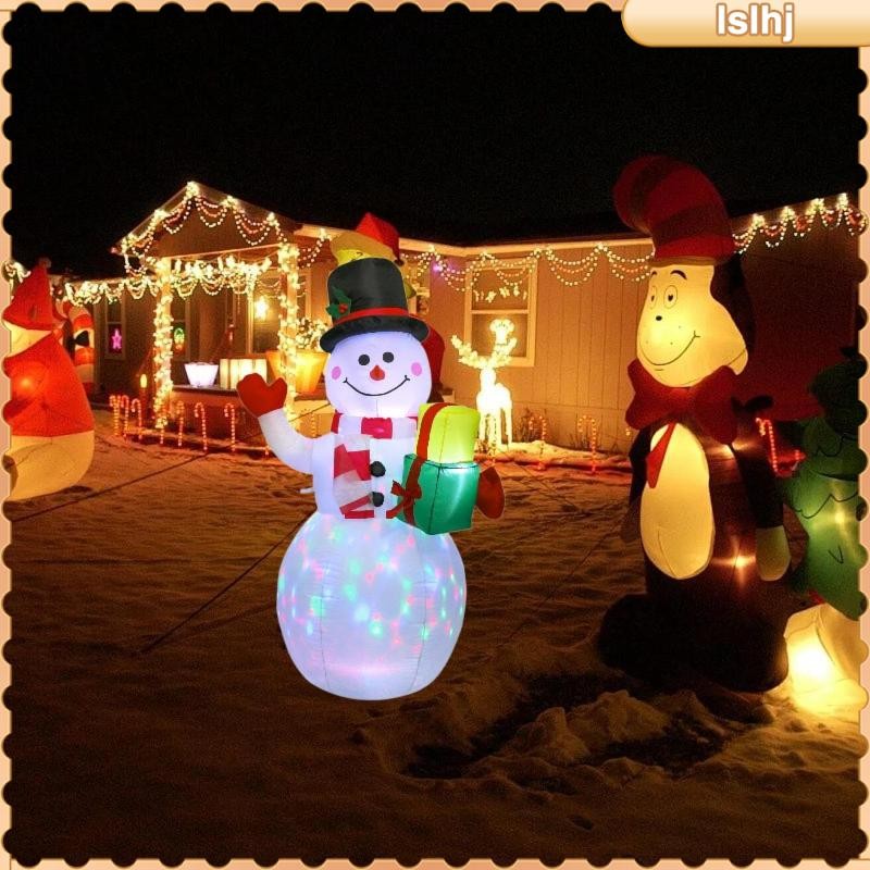 [Lslhj] คริสต์มาส Inflatable Snowman ตลกขนาดใหญ่ Snow Man Lighted ตกแต่งลานกลางแจ้ง