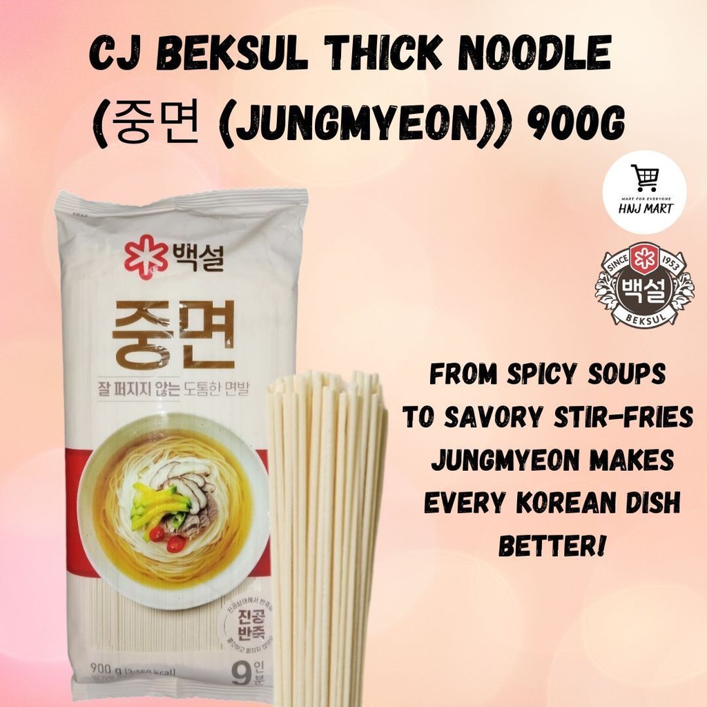 CJ BEKSUL KOREAN-STYLE THICK NOODLE 900G (MYEON) JJOLMYYON SPICY COLD NOODLE SALAD BIBEON STRI-FRIES