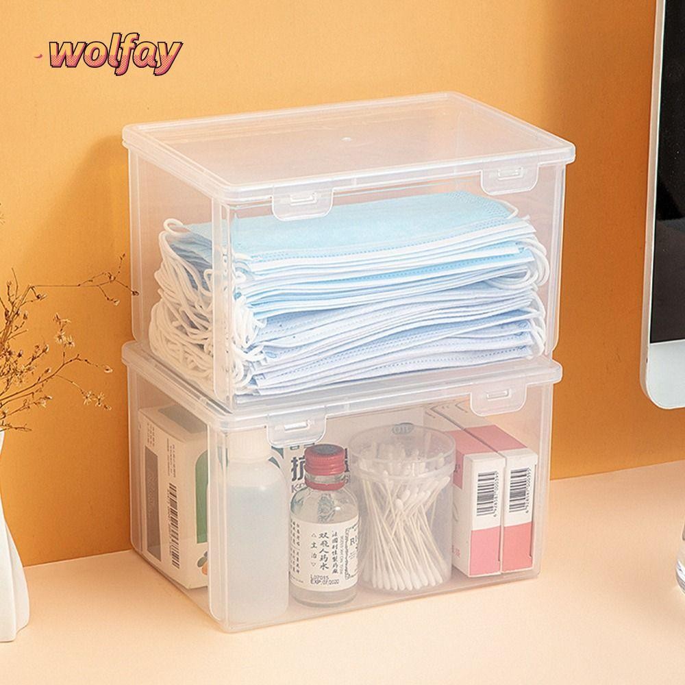 Wolfay 1 ชิ้นพลิกกล่อง,หนาโปร่งใสกล่องเก็บ,แบบพกพาขนาดเล็กขนาดใหญ่พลาสติกยาเก็บยาเครื่องประดับต่างหูเครื่องสําอาง