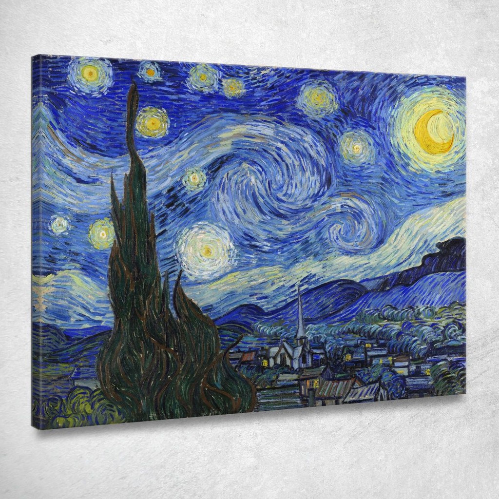 The Starry Night Vincent van Gogh, vvg14 ภาพพิมพ์บนผ้าใบแคนวาส