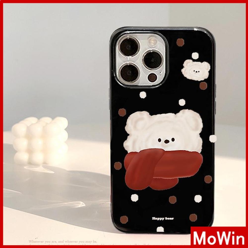 Mowin - เคส iPhone 16 Pro max สีดำ เคส TPU นิ่มเคลือบเงา กันกระแทก ป้องกันกล้อง สัตว์คริสต์มาส Compatible With iPhone 15 14 13 12 Pro Max 11 XR XS Max 7 8Plus