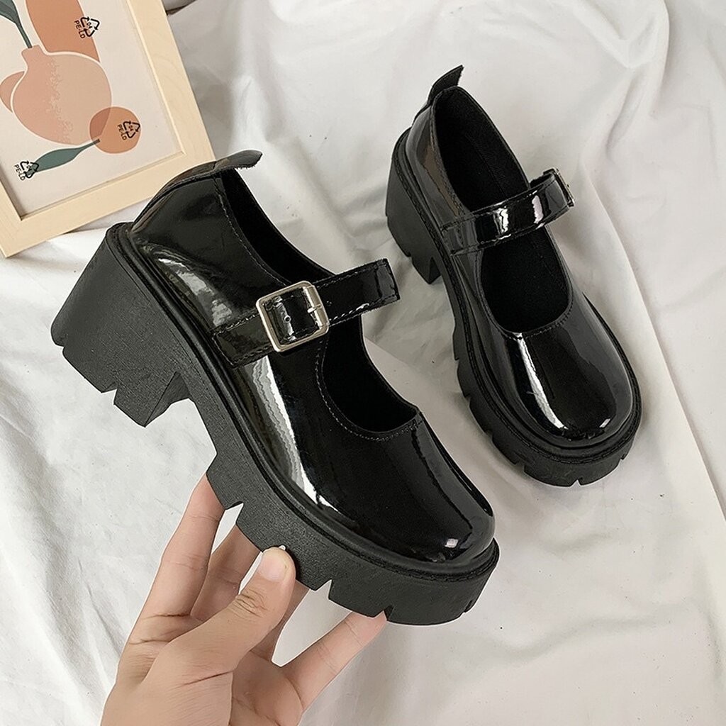 🐭พร้อมส่ง🐭 รองเท้านักเรียนญี่ปุ่นส้นสูง แฟชั่น JK แมรี่เจน ส้นสูง 6 ซม.