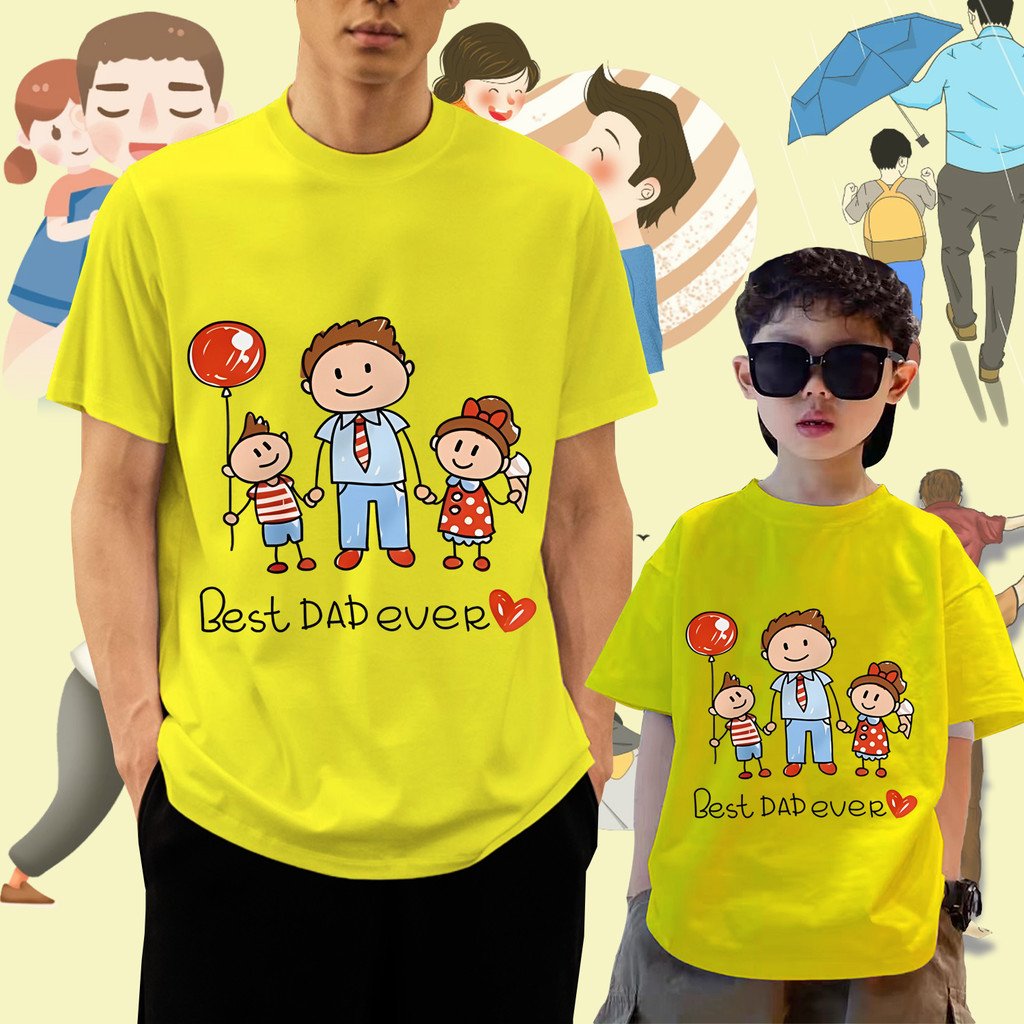 Best Dad Ever เทศกาลวันพ่อเสื้อยืดผู้ใหญ่ / เด็กเสื้อยืดแขนสั้น