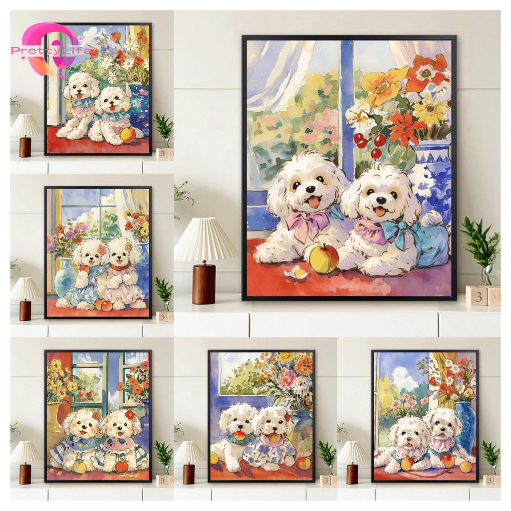 รักษาลูกสุนัข 5d DIY ภาพวาดเพชรคริสตัลปักครอสติสเต็มรอบเพชรโมเสคเพชรเย็บปักถักร้อยชุด Rhinestone ตกแต่งบ้าน 30x40 ซม.