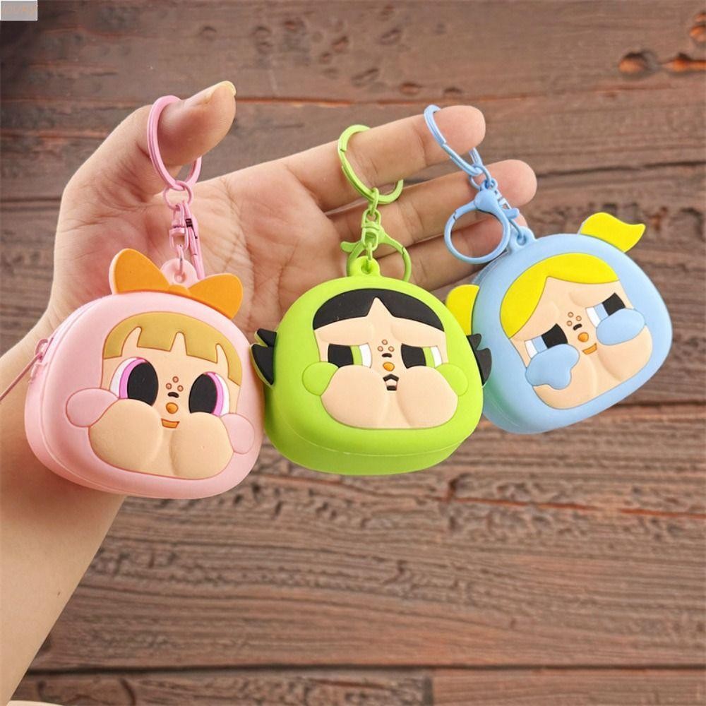 Ivory The Powerpuff Girls Doll Pendant, Silica Gel Backpack Pendant Cartoon Silicone Coin Purse, Portable Anime Figure Popmart Kawaii Crybaby Doll Key Ring Kids