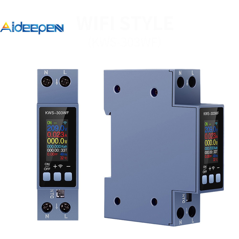 Aideepen KWS-303L 0.96 นิ้วหน้าจอสี TFT 8 in 1 เครื่องทดสอบมิเตอร์แรงดันไฟฟ้าและกระแสมัลติฟังก์ชั่น AC 85 ~ 290V 0~40A