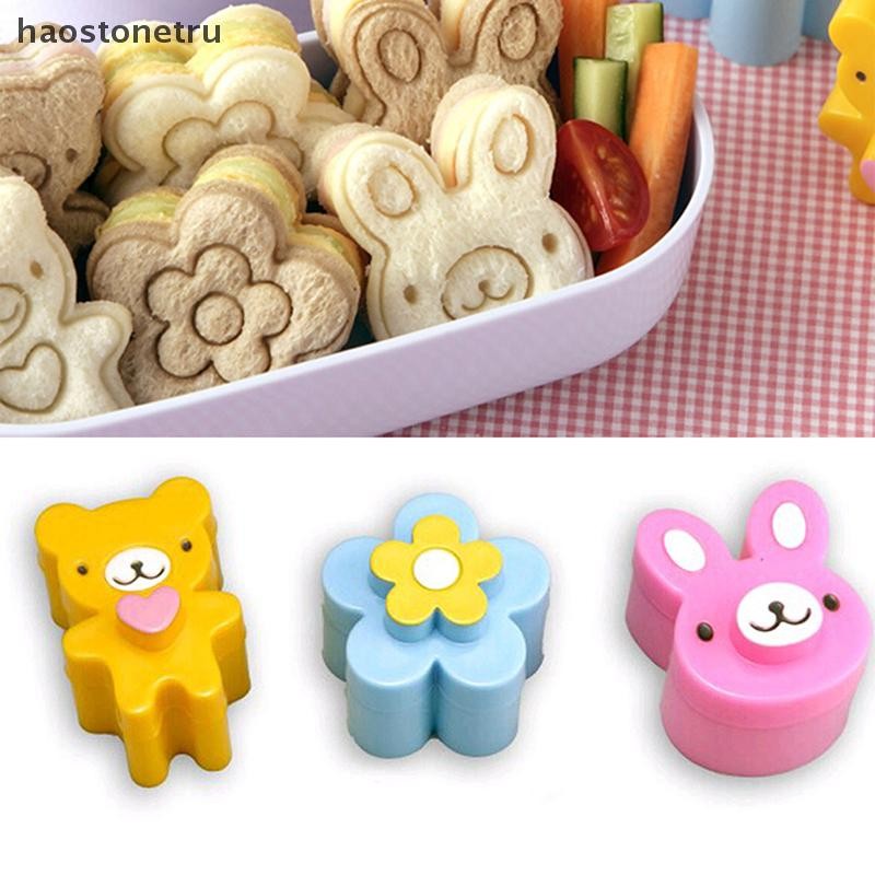 Ost 3 ชิ้นแซนวิชเครื่องตัดคุกกี้แม่พิมพ์ขนมปัง Bento Maker Panda ดอกไม้ N