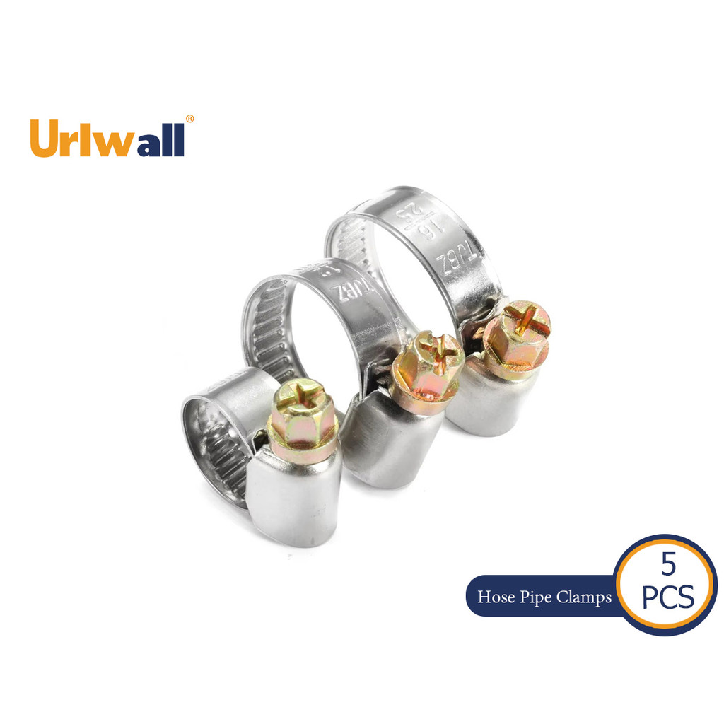 Urlwall 5 ชิ้นท่อ Clamps ของแท้ Jubilee สแตนเลสท่อคลิปท่อน้ํามันเชื้อเพลิงท่อ Clamps หนอนไดรฟ์ทนทาน Anti-oxidation หลอดคลิป