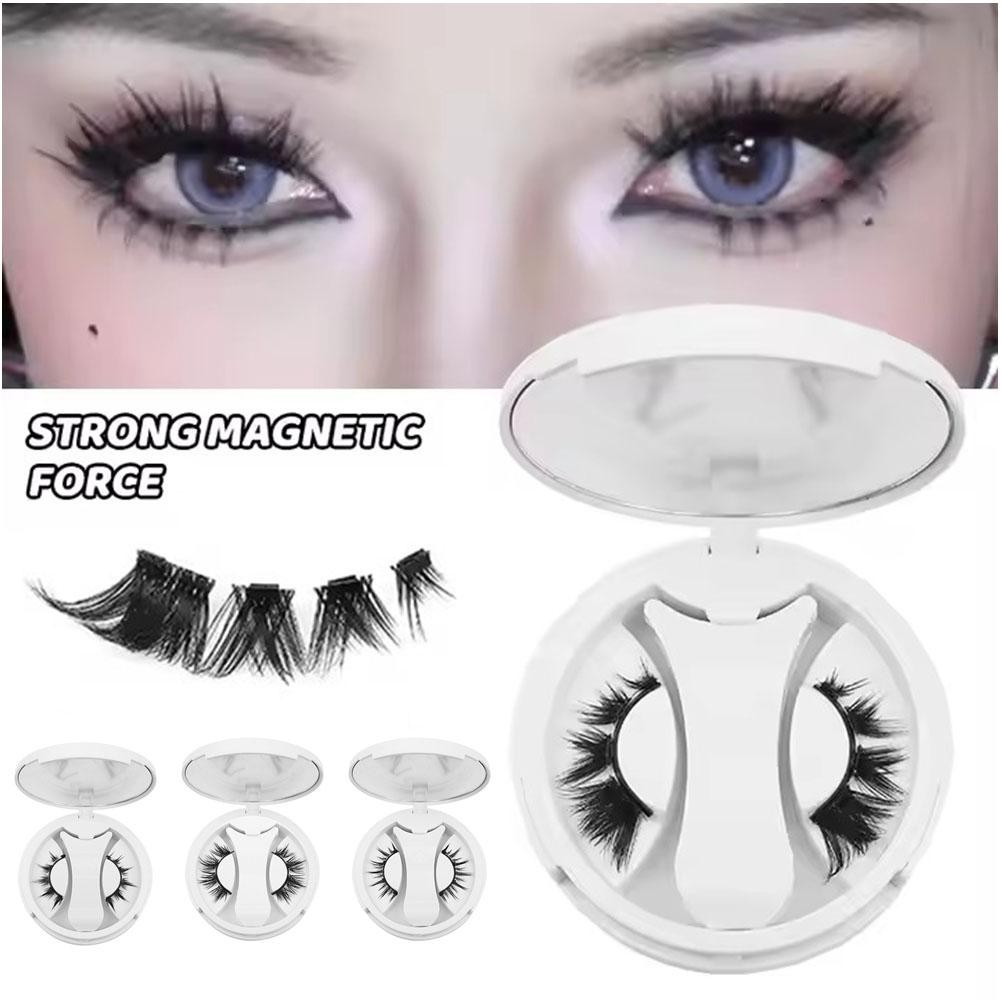 ขนตาแม่เหล็กของผู้หญิง 3D ขนตาปลอมธรรมชาติกาวฟรีขนตาแม่เหล็กพร้อม Applicator