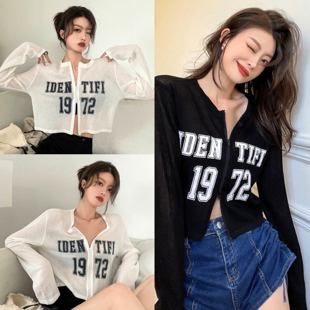ราคาถูกที่สุด เสื้อแขนยาวผ้าร่อง มีซิปหน้า ลาย IDENTIFI 1972 มี 2 สี