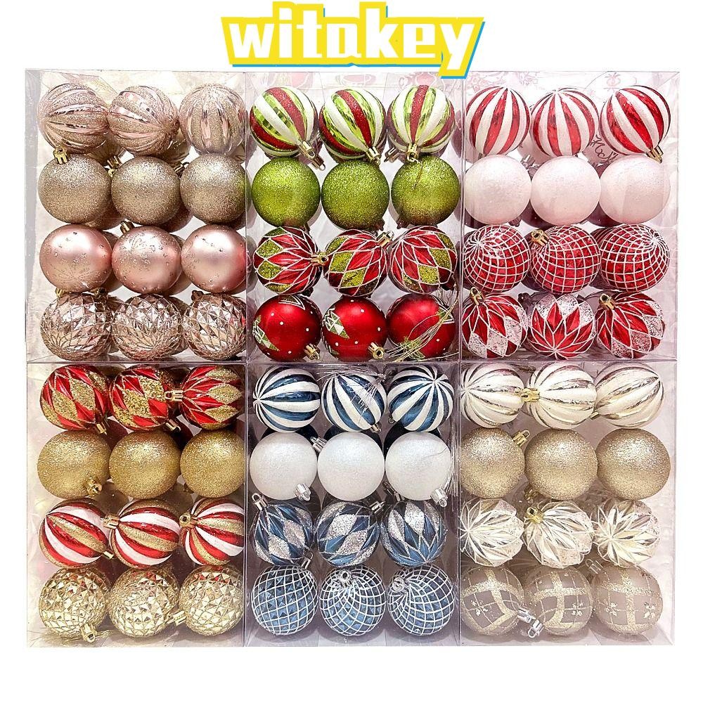 Witakey ชุดลูกบอลคริสต์มาส 24 ชิ้น,พลาสติก 6 ซม.ลูกบอลต้นคริสต์มาส,แฟชั่น 6 สี Suspensable Xmas Baubles Party