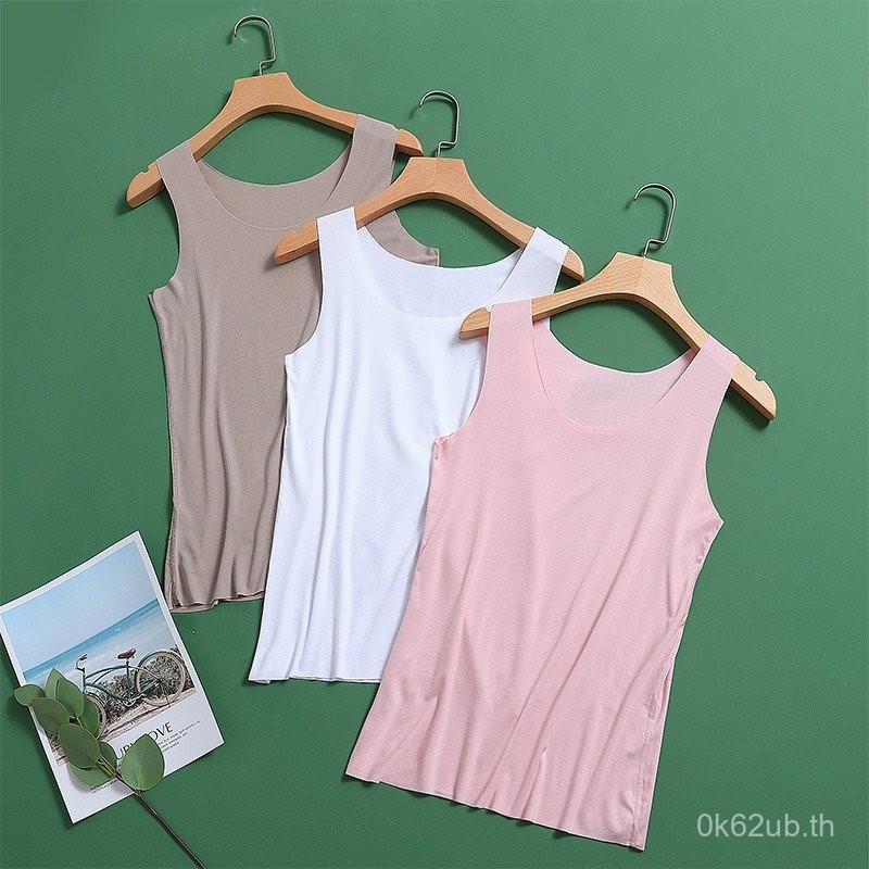 ใหม่ฤดูร้อนผู้หญิงผ้าโมดัลไร้กระดูกเสื้อกั๊กไหล่กว้างใส่ในบ้านแบบสบายๆไร้รอยต่อเสื้อกั๊กตัวในไซส์ใหญ่แบบบาง