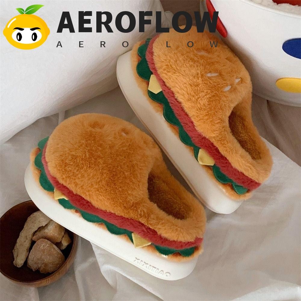 Aeroflow รองเท้าแตะแฮมเบอร์เกอร์จําลอง, รองเท้าแตะแฮมเบอร์เกอร์ตุ๊กตาด้านล่างนุ่มสร้างสรรค์, รองเท้าแตะพื้นหนากันลื่นตลก 3D แฮมเบอร์เกอร์สไลด์ห้องน