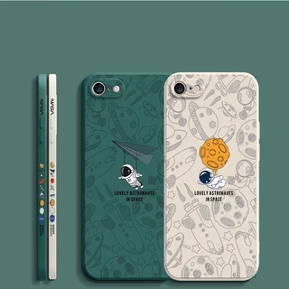 เคส iPhone 7 / 8/ SE 2020 / SE 2022 สีพื้น iPhone 8 ภาพประกอบอวกาศ เคสโทรศัพท์นักบินอวกาศ XTKR