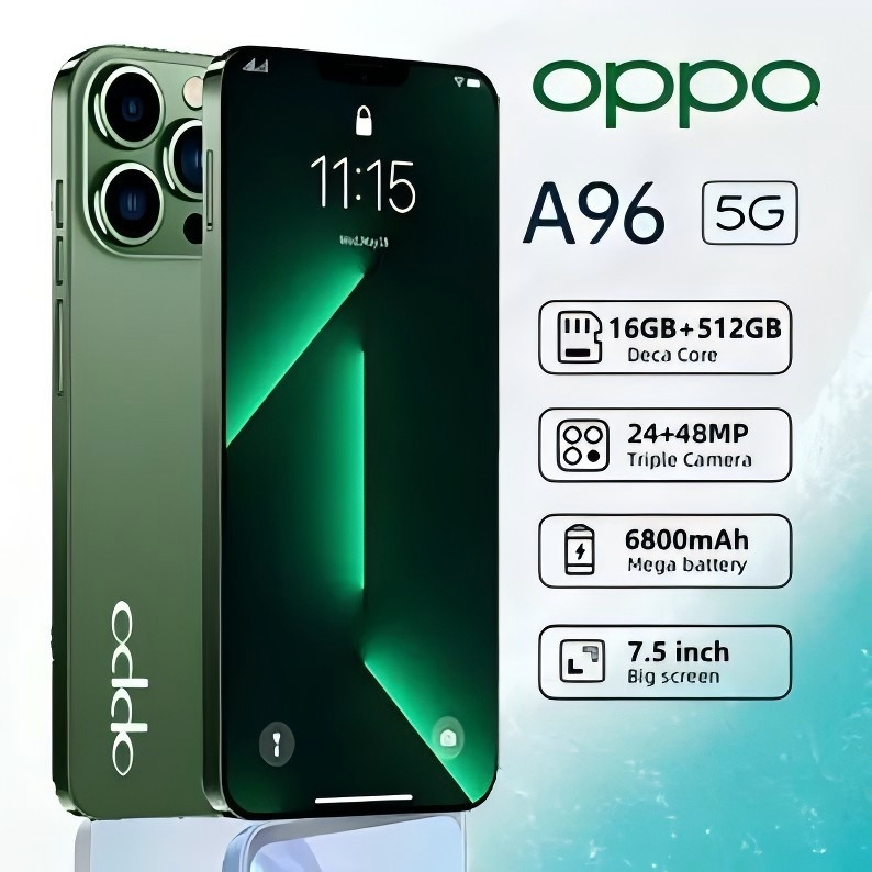 โทรศัพท์มือถือ OPPO A96 7.5นิ้ว 16GB+512GB HD หน้าจอเต็ม โทรศัพท์มือถือราคาถูก 4G/5G การ์ดคู่ WiFi S