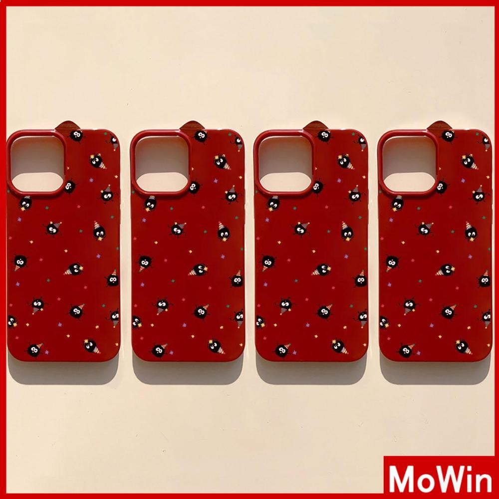 Mowin - เคส iPhone 16 Pro max สีแดง เคส TPU นิ่มเคลือบเงา กันกระแทก ป้องกันกล้อง อิฐสีดำน่ารัก เข้ากันได้กับ iPhone 15 14 13 12 Pro Max 11 XR XS Max 7 8 Plus