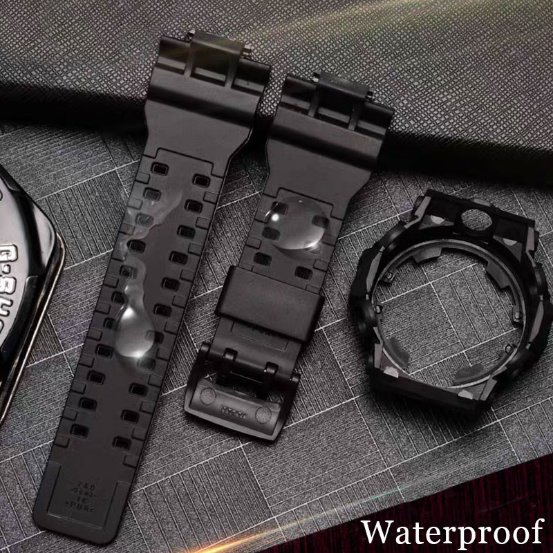 เรซิ่นนาฬิกาสําหรับ Casio G-shock GA700 GA710 GA735 สร้อยข้อมือซิลิโคนยางนาฬิกา Starp Bezel กรอบกีฬากันน้ําสีดําเข็มขัดข้อมือเครื่องมือสกรู