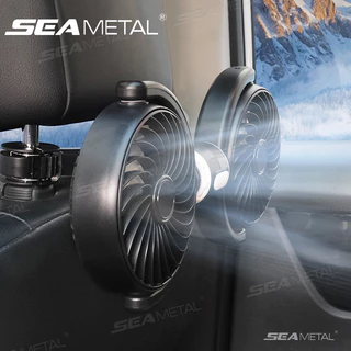 SEAMETAL พัดลมติดรถยนต์ สองหัว ปรับหมุนได้ 360 องศา พัดลมUSB ความเร็วลม 3 ระดับ ลมแรง พัดลมไร้เสียง