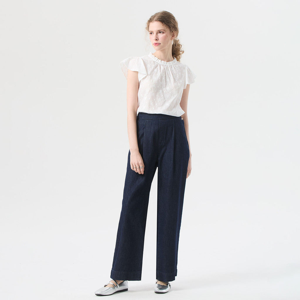 EP กางเกงขายาว ทรงขาตรง ผู้หญิง สีน้ำเงิน | Straight Leg Denim Trousers | 05044