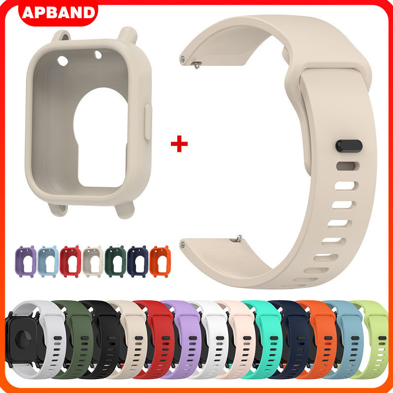 สายซิลิโคน 2 ใน 1 + กรณี for Redmi Watch 5 Active/5 Lite ยางสปอร์ตนุ่มพร้อมฟิล์มป้องกันหน้าจอกันชนกรอบอุปกรณ์เสริม
