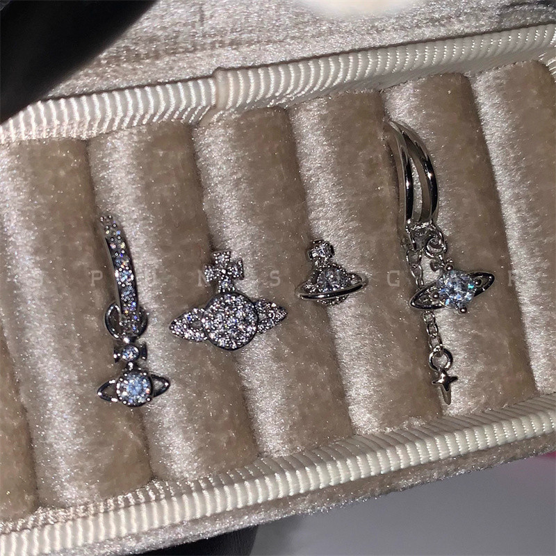 1 ชิ้นผู้หญิงความงามโลหะผสม Rhinestone เรขาคณิต Planet Earbone ต่างหู