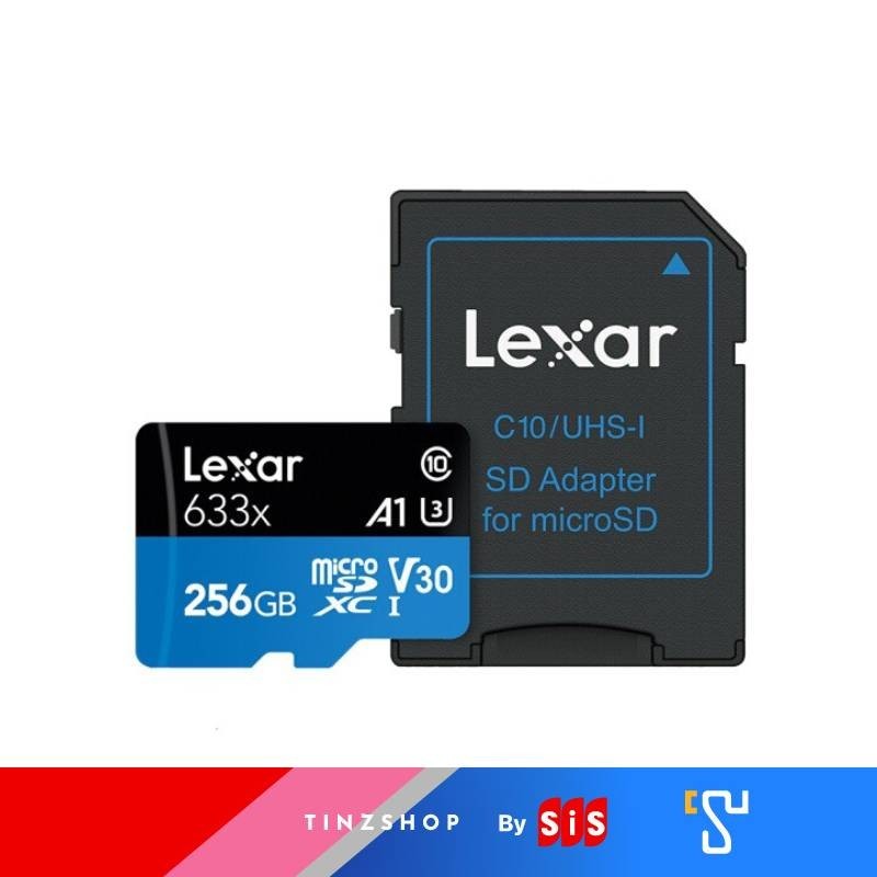 สินค้าขายดี[Tinzshop]Lexar 256GB Micro SDXC 633x with SD Adapterสินค้าจัดส่งจริง