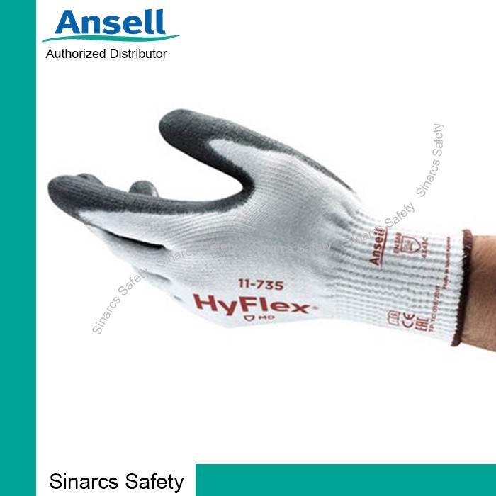 FLAS ~ jessy_mart Ansell HyFlex 11-735 Safety Gloves (ราคาต่อคู่) - Size 9