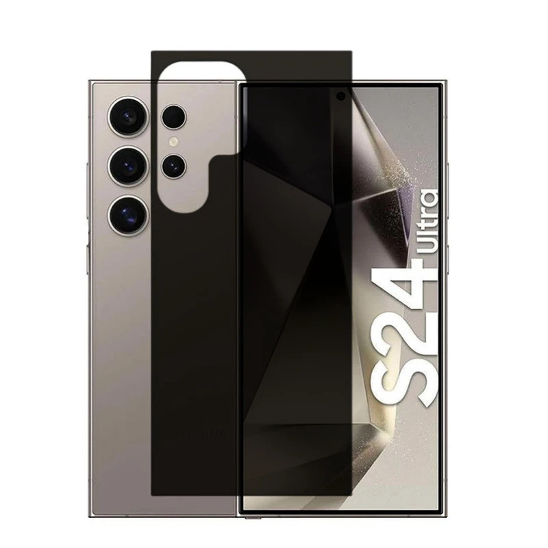 กระจกนิรภัยด้านหลังสําหรับ Samsung Galaxy S24 Ultra S24U ฟิล์มกันรอยด้านหลังฝาครอบกระจกสีดํา