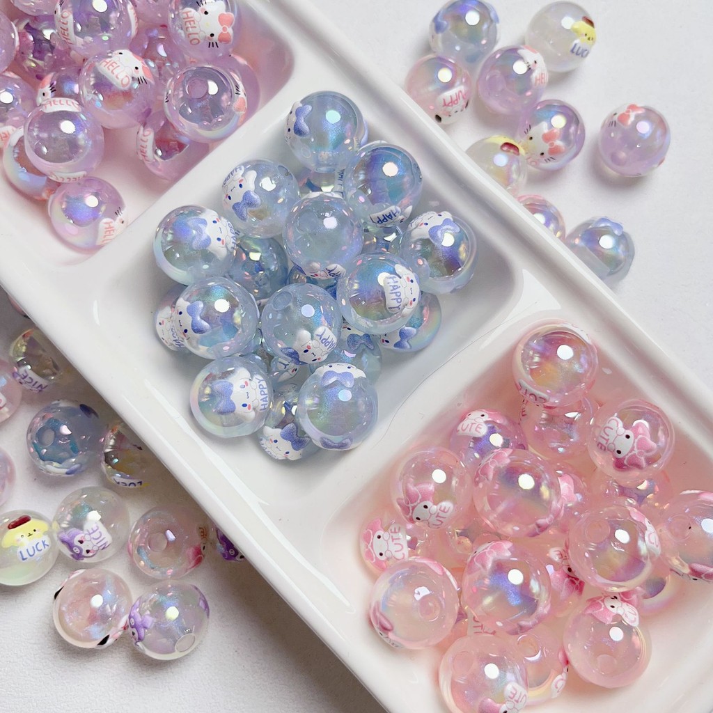 5 ชิ้นญี่ปุ่น Sanrio Bling ลูกปัด Handmade เรซิ่นสร้อยข้อมือวัสดุการ์ตูน Hello Kitty Kuromi ลูกปัด