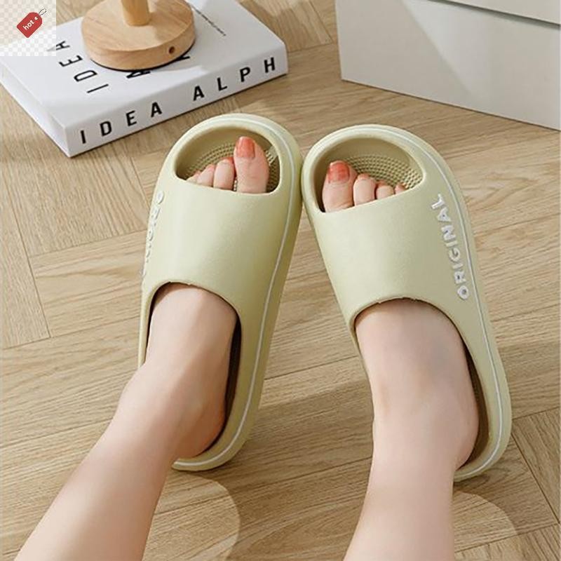 ALIK ผู้หญิงหนาชายหาดฤดูร้อน Seaside สไลด์ห้องน้ํา Anti Slip รองเท้าแตะรองเท้าแตะแฟชั่น Ultra Light Letter รองเท้า Stepping On TH