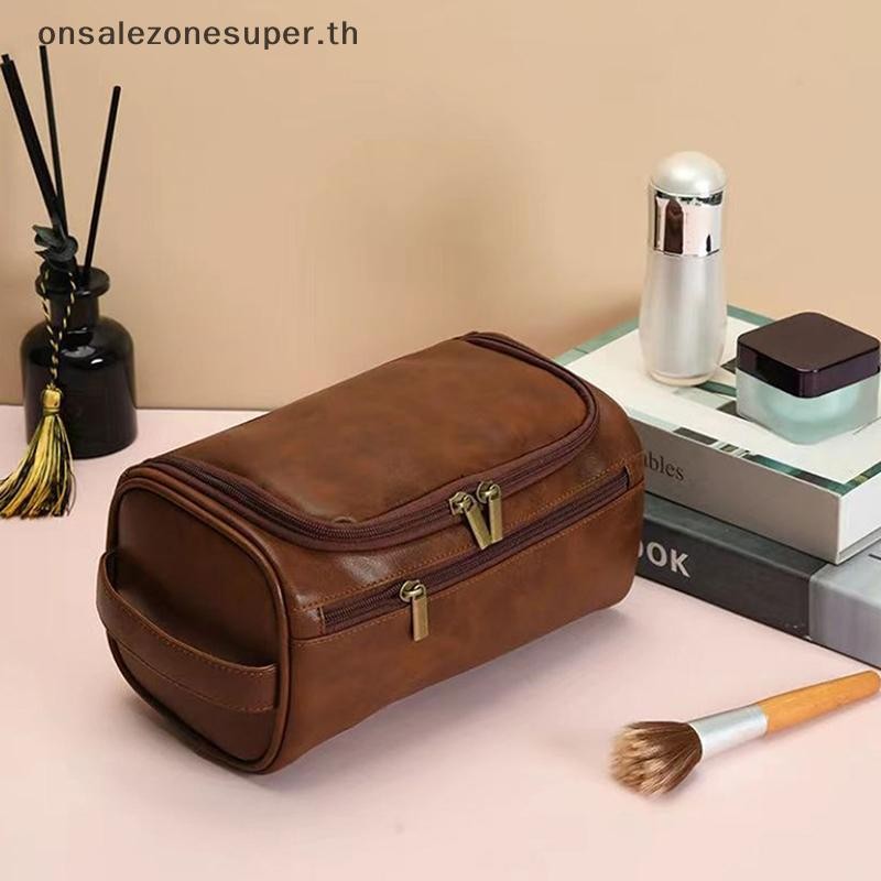 Ons Men Vintage Luxury Toiletry Bag Travel Essential Business Cosmetic Makeup Cases Male Hanging Storage Organizer Wash Bags ที่