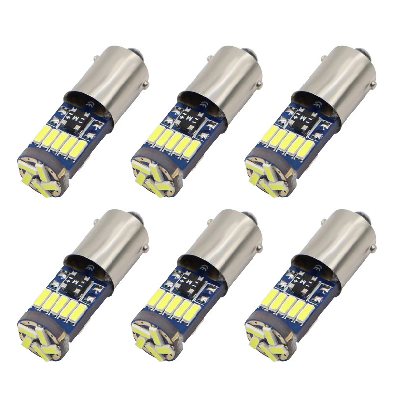 2/6PCS BA9S LED H6W T4W LED สําหรับรถยนต์ด้านหลังภายในไฟป้ายทะเบียนอัตโนมัติโคมไฟอ่านหนังสือ Non-Pol