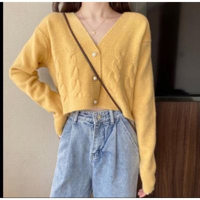 ฤดูใบไม้ร่วงฤดูหนาว สไตล์เกาหลีใหม่ เสื้อคาร์ดิแกนถักสั้นพิเศษ ผ้าคลุมไหล่ผู้หญิง เสื้อโค้ทขนาดเล็ก 