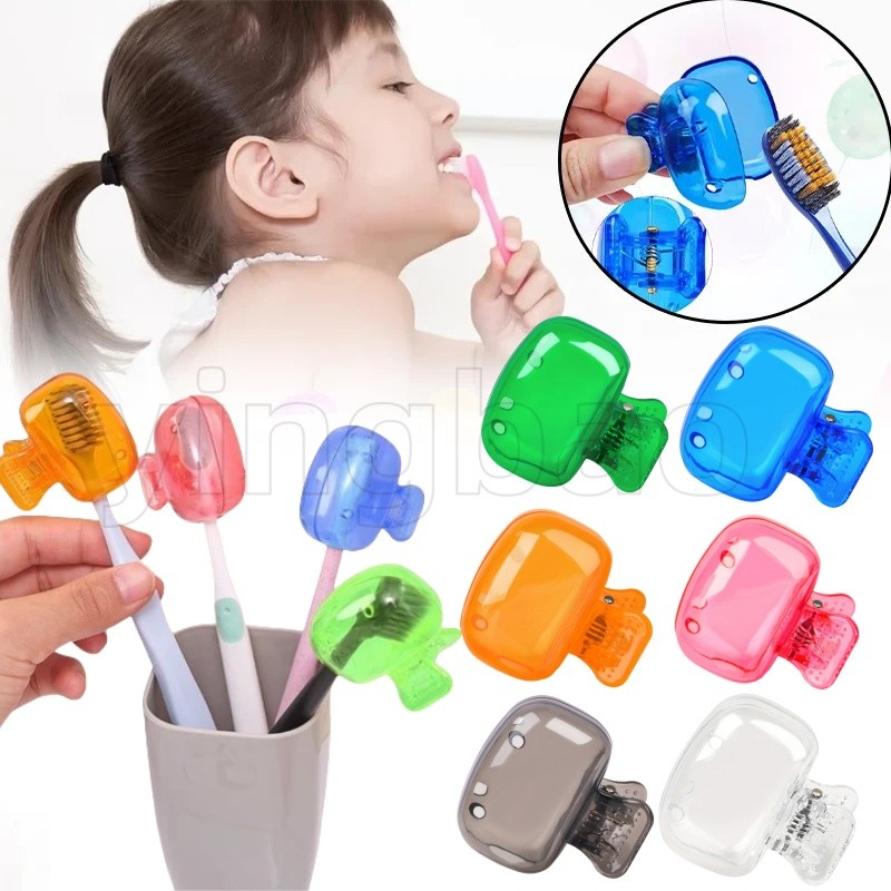 หมวกแชมพูหัวฝาครอบตั้งแคมป์กันฝุ่นแปรงฟันสากลเคสป้องกันแปรงพลาสติกที่เก็บคลิป